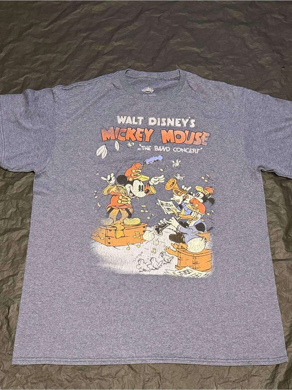 Disney Mickey Mouse The Band Concert Blue Graphic Tee Large